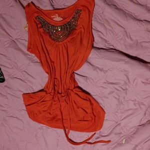 Orange y2k waist sincher beaded medium bobbiebrooks tanktop